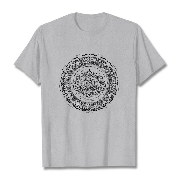 Buddha Stones Mandala Lotus Flower Pattern Tee T-shirt - LightGrey - 2XL - image 20