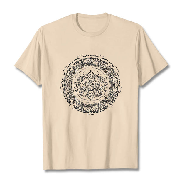 Buddha Stones Mandala Lotus Flower Pattern Tee T-shirt - Bisque - 2XL - image 9