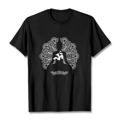 Buddha Stones Pure Color Mandala Om Symbol Pattern Tee T-shirt - Black - 2XL - image 1
