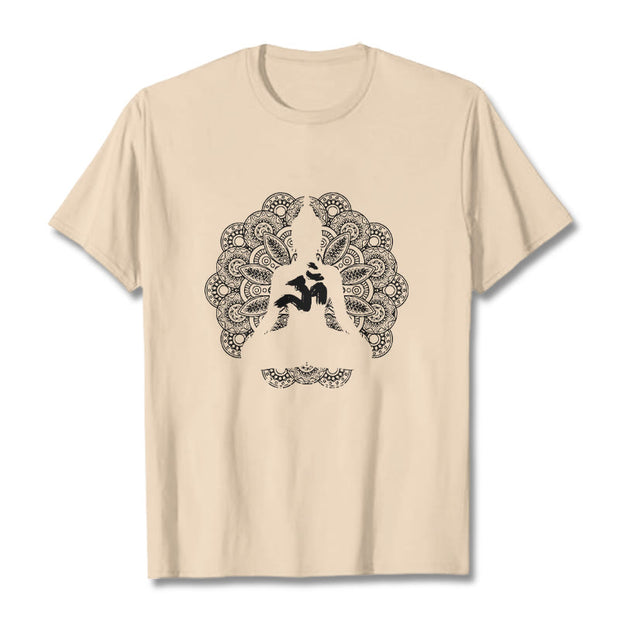 Buddha Stones Pure Color Mandala Om Symbol Pattern Tee T-shirt - Bisque - 2XL - image 9