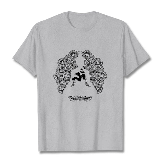 Buddha Stones Pure Color Mandala Om Symbol Pattern Tee T-shirt - LightGrey - 2XL - image 20