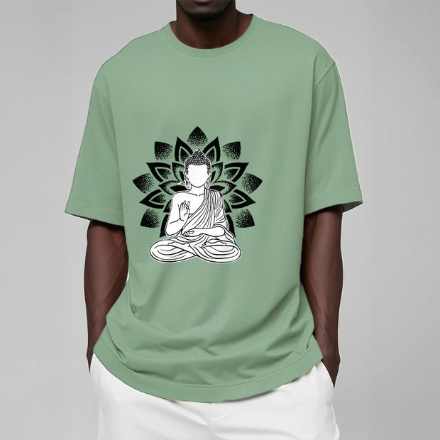Buddha Stones Seated Buddha Lotus Flower Pattern Tee T-shirt - image 16