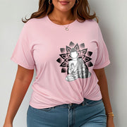 Buddha Stones Seated Buddha Lotus Flower Pattern Tee T-shirt - image 14