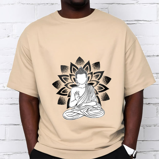 Buddha Stones Seated Buddha Lotus Flower Pattern Tee T-shirt - image 12