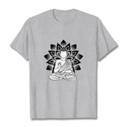 Buddha Stones Seated Buddha Lotus Flower Pattern Tee T-shirt - LightGrey - 2XL - image 20