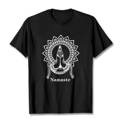 Buddha Stones Namaste Gesture Mandala Pattern Tee T-shirt - Black - 2XL - image 1