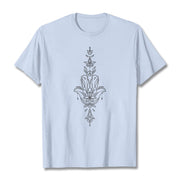Buddha Stones Hamsa Hand Lotus Flower Pattern Tee T-shirt - LightCyan - 2XL - image 1