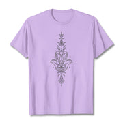Buddha Stones Hamsa Hand Lotus Flower Pattern Tee T-shirt - Plum - 2XL - image 18