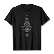 Buddha Stones Hamsa Hand Lotus Flower Pattern Tee T-shirt - Black - 2XL - image 3