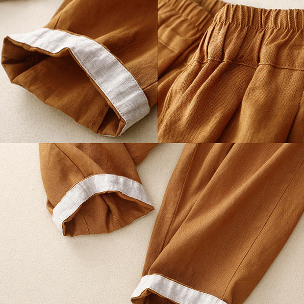 Buddha Stones Commute 7-8 Length Women's Harem Cotton Linen Pants With Pockets - image 8