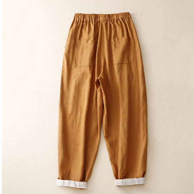 Buddha Stones Commute 7-8 Length Women's Harem Cotton Linen Pants With Pockets - image 2