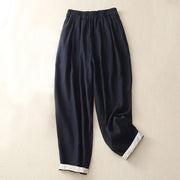 Buddha Stones Commute 7-8 Length Women's Harem Cotton Linen Pants With Pockets - MidnightBlue - US8-10，UK/AU12-14，EU40-42 (2XL) - image 13