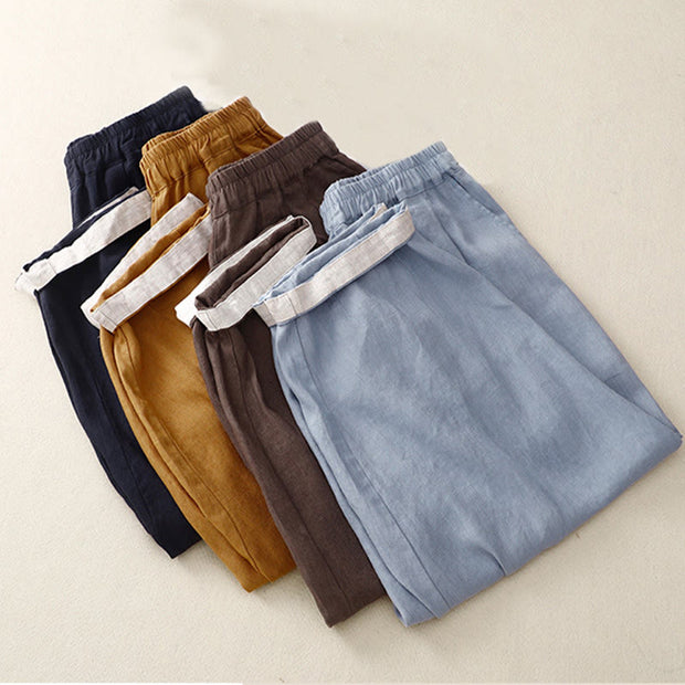 Buddha Stones Commute 7-8 Length Women's Harem Cotton Linen Pants With Pockets - image 21