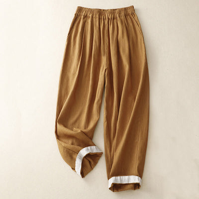Buddha Stones Commute 7-8 Length Women's Harem Cotton Linen Pants With Pockets - Goldenrod - US8-10，UK/AU12-14，EU40-42 (2XL) - image 1