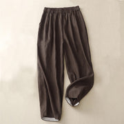 Buddha Stones Commute 7-8 Length Women's Harem Cotton Linen Pants With Pockets - SaddleBrown - US8-10，UK/AU12-14，EU40-42 (2XL) - image 17