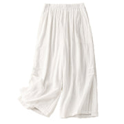 Buddha Stones Frog-Button Hem Slit Design Women's Wide Leg Cotton Linen Pants With Pockets - image 14