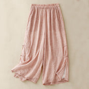 Buddha Stones Frog-Button Hem Slit Design Women's Wide Leg Cotton Linen Pants With Pockets - LightPink - US8-10，UK/AU12-14，EU40-42 (2XL) - image 15