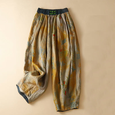 Buddha Stones Retro Casual Chinese Frog-Button Design Women's Harem Pants With Pockets - Goldenrod - US8-10，UK/AU12-14，EU40-42 (2XL) - image 1