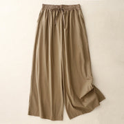 Buddha Stones Artistic Color Contrast Drawstring Women's Wide Leg Pants With Pockets - DarkKhaki - US8-10，UK/AU12-14，EU40-42 (2XL) - image 7