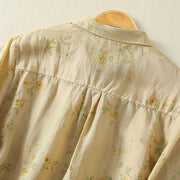 Buddha Stones Casual Printing Frog-Buttons Lapel Half Sleeve Women's Cotton Shirt - image 20