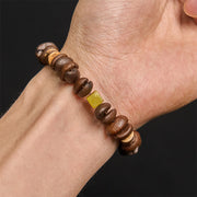 Buddha Stones Handmade Natural Coffee Beans Coconut Shell Square Jade Positive Bracelet - image 4