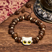 Buddha Stones Handmade Natural Coffee Beans Cat Head Bodhi Seed Claw Paw Peace Bracelet - image 9