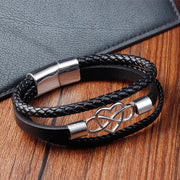 Buddha Stones Geometric Leather Titanium Steel Strengthn Buckle Bracelet - image 2