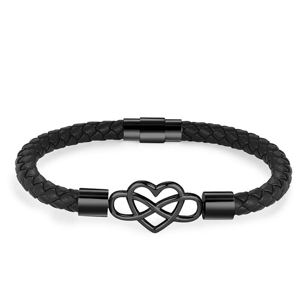 Buddha Stones Geometric Leather Titanium Steel Strengthn Buckle Bracelet - Single Layer Steel(Perimeter: 21cm) - image 8