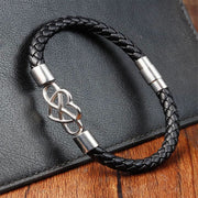 Buddha Stones Geometric Leather Titanium Steel Strengthn Buckle Bracelet - image 10