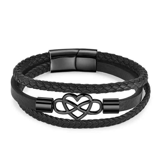 Buddha Stones Geometric Leather Titanium Steel Strengthn Buckle Bracelet - Multilayer Black(Perimeter: 21cm) - image 7