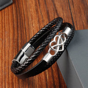Buddha Stones Geometric Leather Titanium Steel Strengthn Buckle Bracelet - image 3