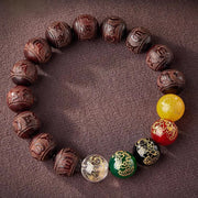 FREE Today: Protection and Calm Small Leaf Red Sandalwood Five Directions Gods of Wealth Bracelet