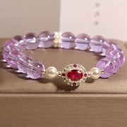 Buddha Stones Natural Amethyst Pearl Red Corundum Balance Bracelet - image 3