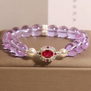 Buddha Stones Natural Amethyst Pearl Red Corundum Balance Bracelet - Amethyst(Wrist Circumference: 15-19cm) - image 1