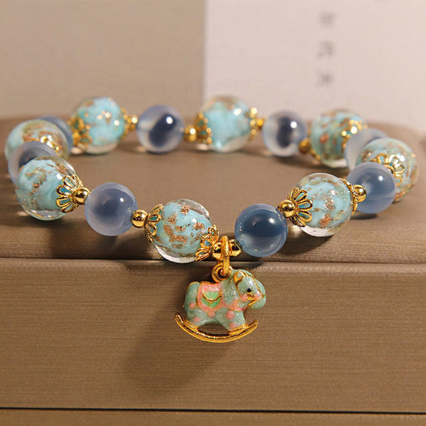 FREE Today: Harmony Strength Natural Candy Agate White Crystal Horse Bracelet - Candy Agate(Wrist Circumference: 15-19cm) - image 0