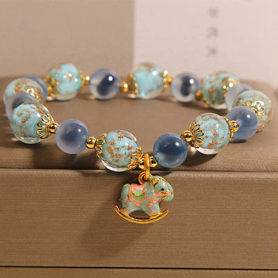 FREE Today: Harmony Strength Natural Candy Agate White Crystal Horse Bracelet