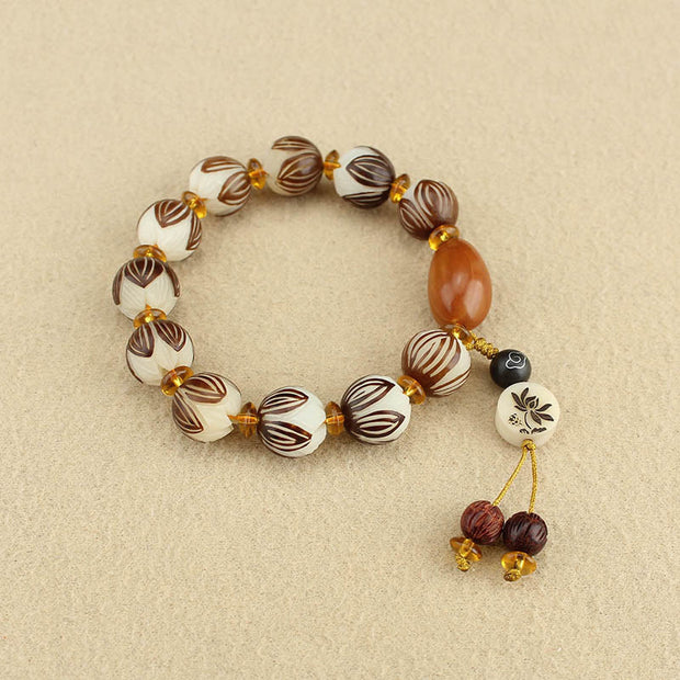 Buddha Stones Tibetan Mala White Bodhi Seed Peace Bracelet - image 2