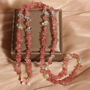 Buddha Stones Butterfly Flower Amethyst Strawberry Quartz Balance Necklace Pendant - Strawberry Quartz - image 7