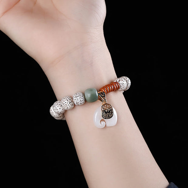 Buddha Stones Hand Polished Mani Bodhi Elephant Pattern Inner Peace Bracelet - image 5