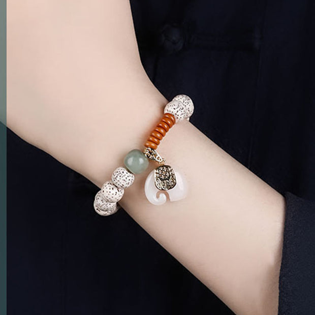 Buddha Stones Hand Polished Mani Bodhi Elephant Pattern Inner Peace Bracelet - image 10