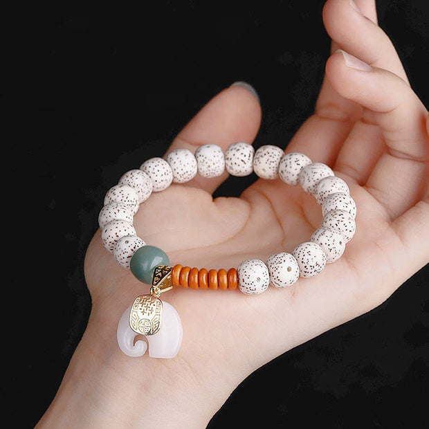 Buddha Stones Hand Polished Mani Bodhi Elephant Pattern Inner Peace Bracelet - image 8