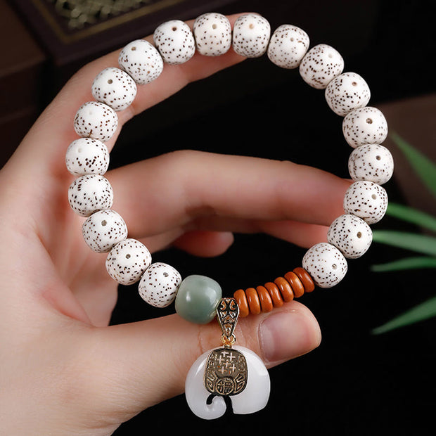 Buddha Stones Hand Polished Mani Bodhi Elephant Pattern Inner Peace Bracelet - image 12