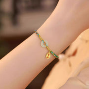 Buddha Stones Handmade Peace Buckle Jade Prosperity 925 Sterling Silver Colorful Rope Bracelet - image 11