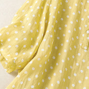Buddha Stones Spring Polka Dot Button Stand Collar Polyester Midi Dress With Pockets - image 6