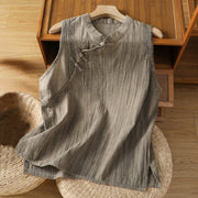 Buddha Stones Retro Frog-Button Design Women's Cotton Sleeveless Vest - Tan - US8-10，UK/AU12-14，EU40-42 (2XL) - image 18
