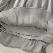Buddha Stones Light Gray Pleated Design Elastic Waist Women's Wide Leg Pants With Pockets - image 11