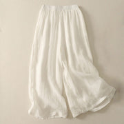 Buddha Stones 7-8 Length Elastic Waist Women's Wide Leg Cotton Linen Pants With Pockets - image 11
