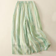 Buddha Stones 7-8 Length Elastic Waist Women's Wide Leg Cotton Linen Pants With Pockets - image 2