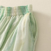 Buddha Stones 7-8 Length Elastic Waist Women's Wide Leg Cotton Linen Pants With Pockets - image 4