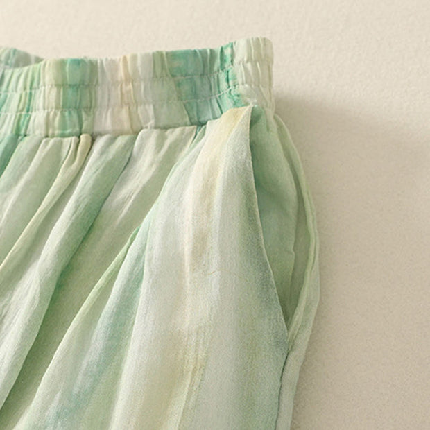 Buddha Stones 7-8 Length Elastic Waist Women's Wide Leg Cotton Linen Pants With Pockets - image 4